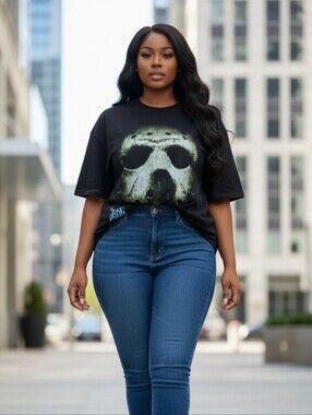 Fashion Nova Friday the 13th Jason Voorhees Graphic T-Shirt Black 1X (EUC)